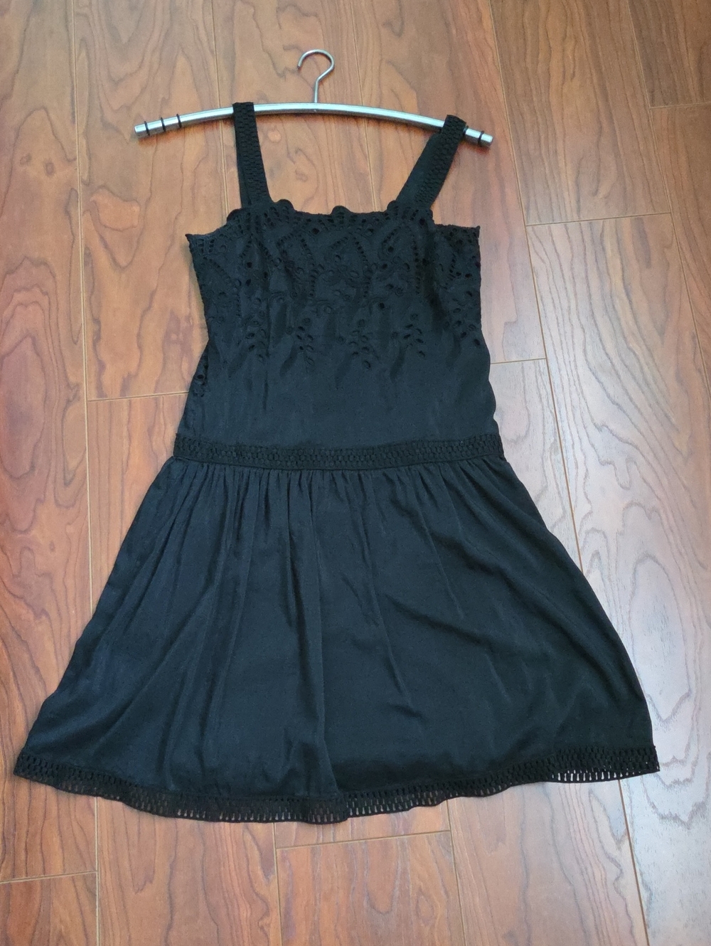 Ann Taylor Black Crochet Bodice Midi Dress